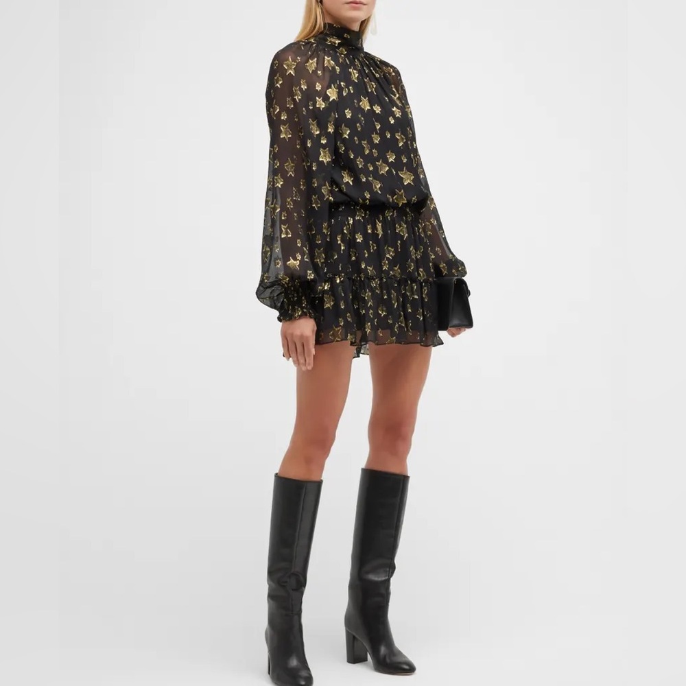 Ramy Brook Becke Star Long-Sleeve Mini Dress